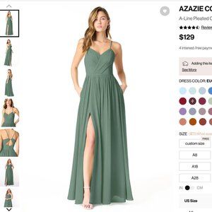 Brand New Azazie Cora Dress in Eucalyptus Size 10